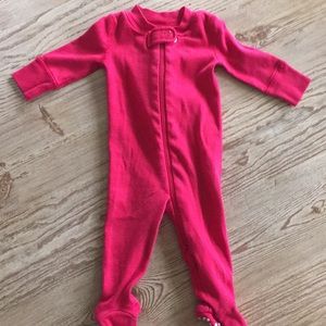 Hannah Andersson red newborn onesie.